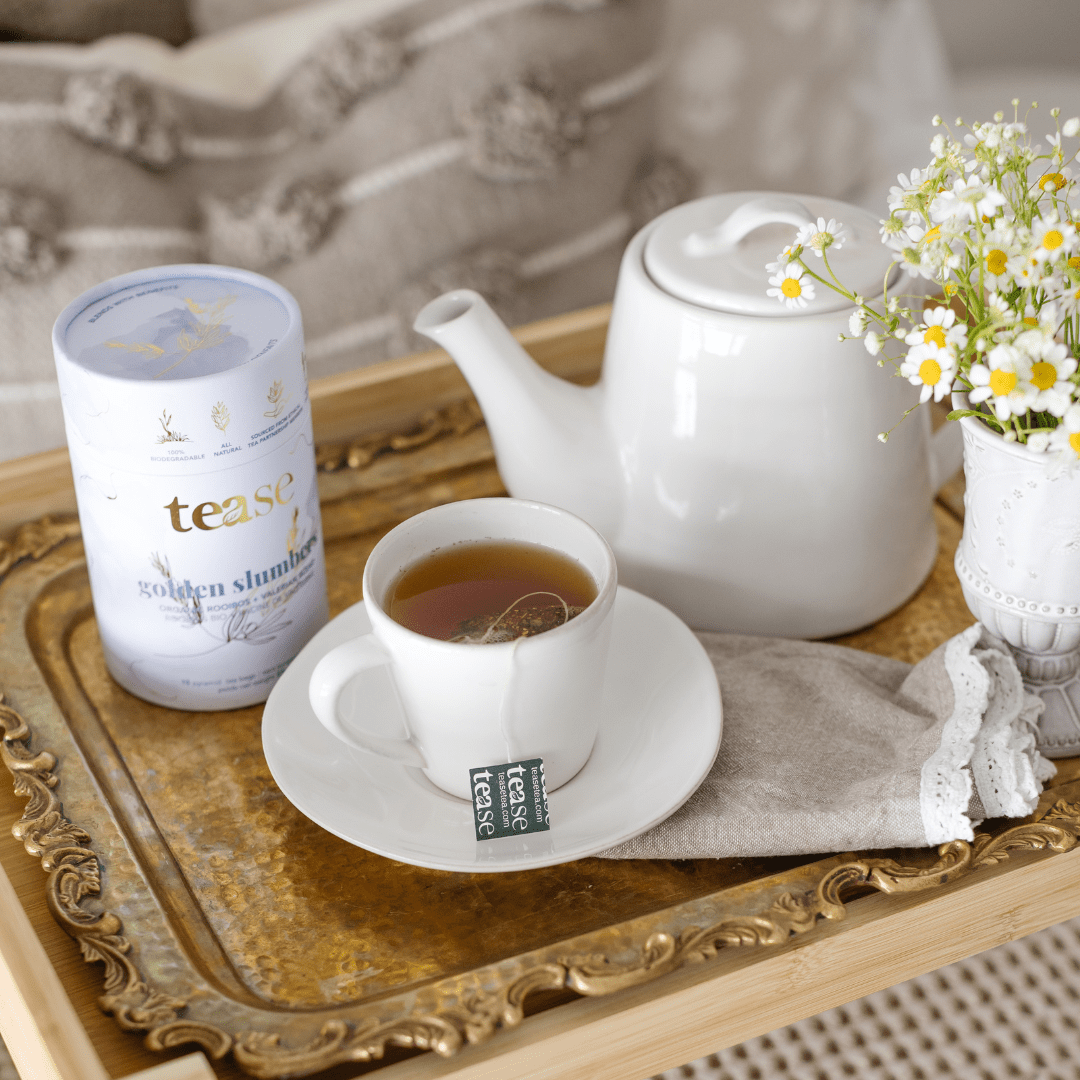Tease | Wellness Tea Blends + Accessories - Golden Slumbers Valerian Root Adaptogen, Superfood Tea Blend