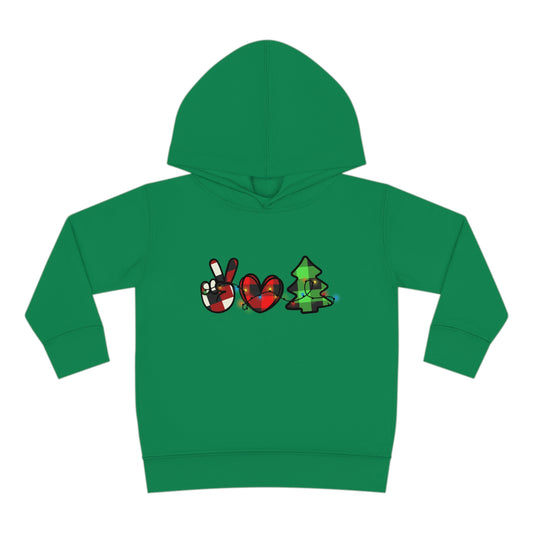 Peace, Love and Christmas Toddler Pullover Fleece Hoodie