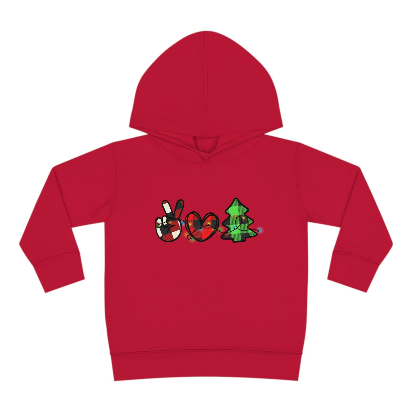 Peace, Love and Christmas Toddler Pullover Fleece Hoodie