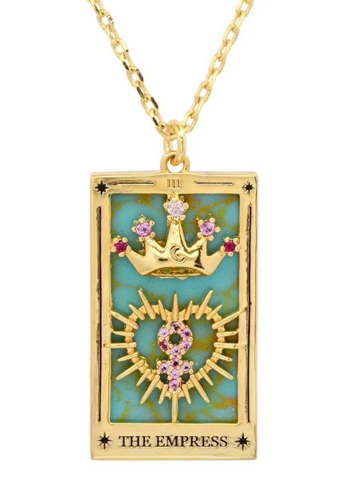 HoopLa Style - Tarot Card- The Empress- NEW- Steel, Enamel, 14K, 15 Stones