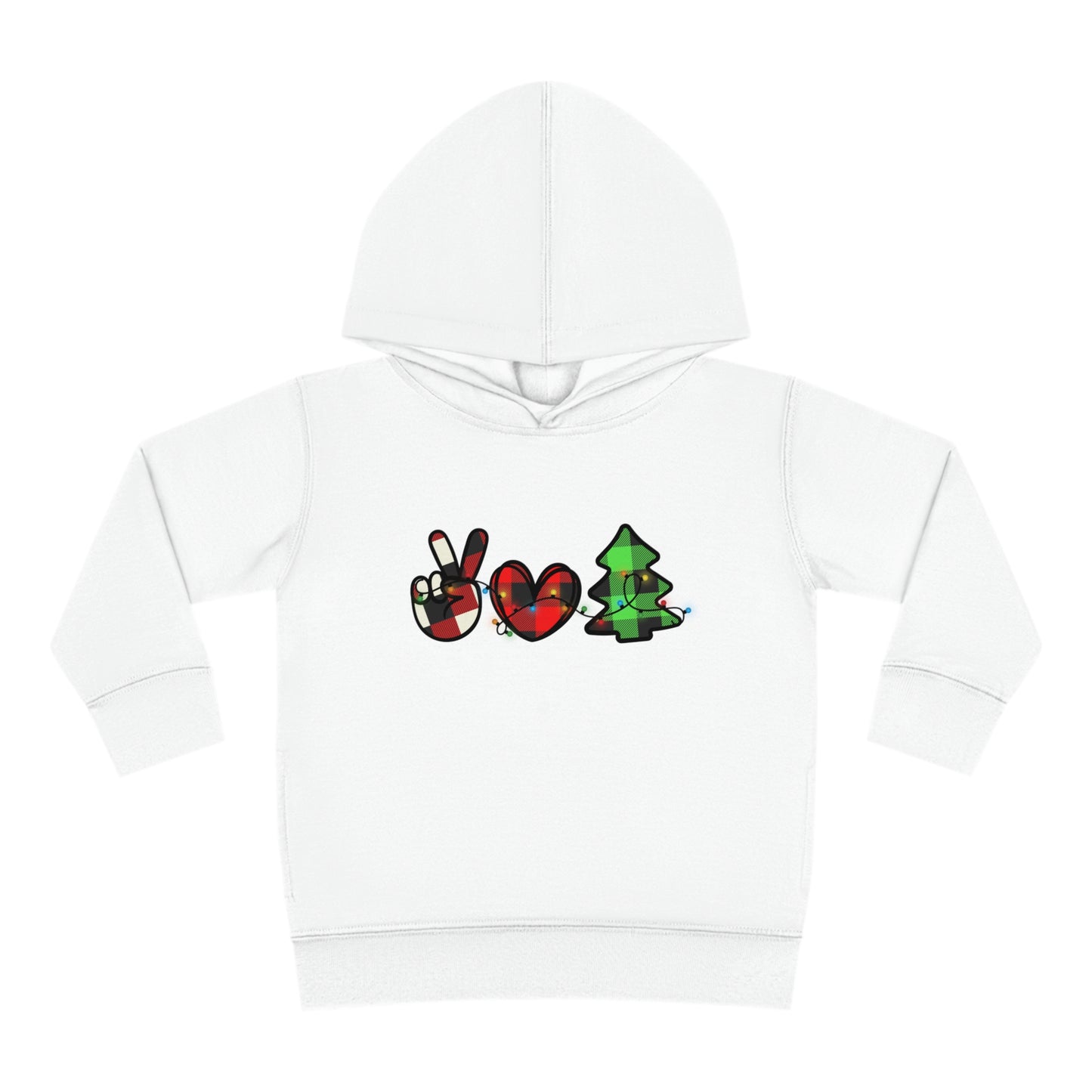 Peace, Love and Christmas Toddler Pullover Fleece Hoodie