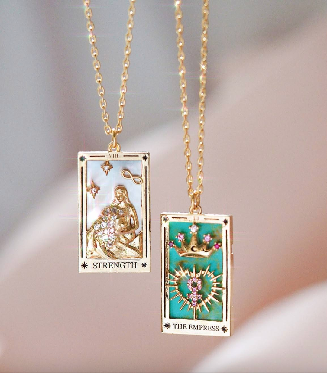 HoopLa Style - Tarot Card- The Empress- NEW- Steel, Enamel, 14K, 15 Stones