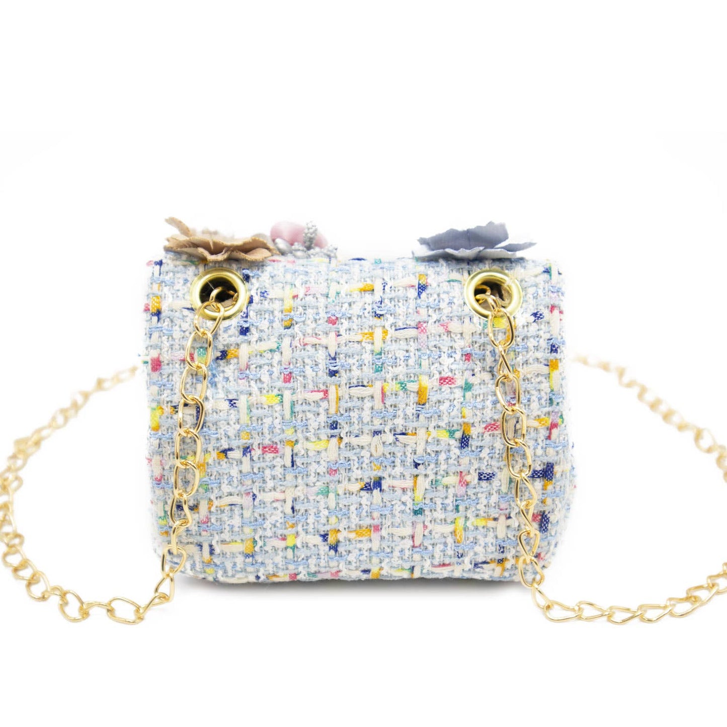 Bewaltz - Mini Tweed Pearly Florals Crossbody - Blue