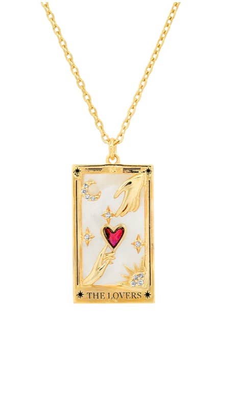 HoopLa Style - Tarot Card Necklace- Lovers 14K Gold stainless steel