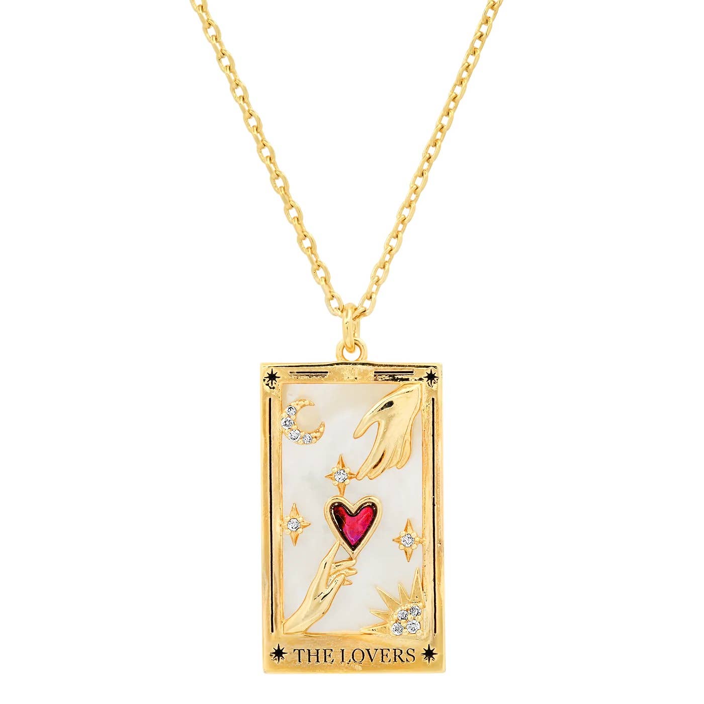 HoopLa Style - Tarot Card Necklace- Lovers 14K Gold stainless steel