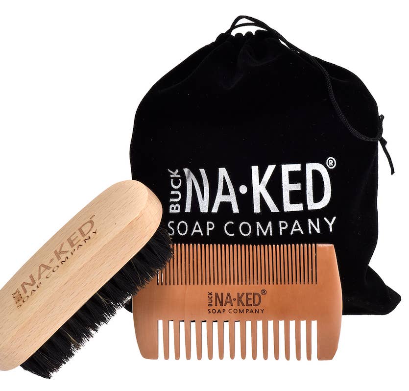 Bamboo Beard Brush + Comb Set